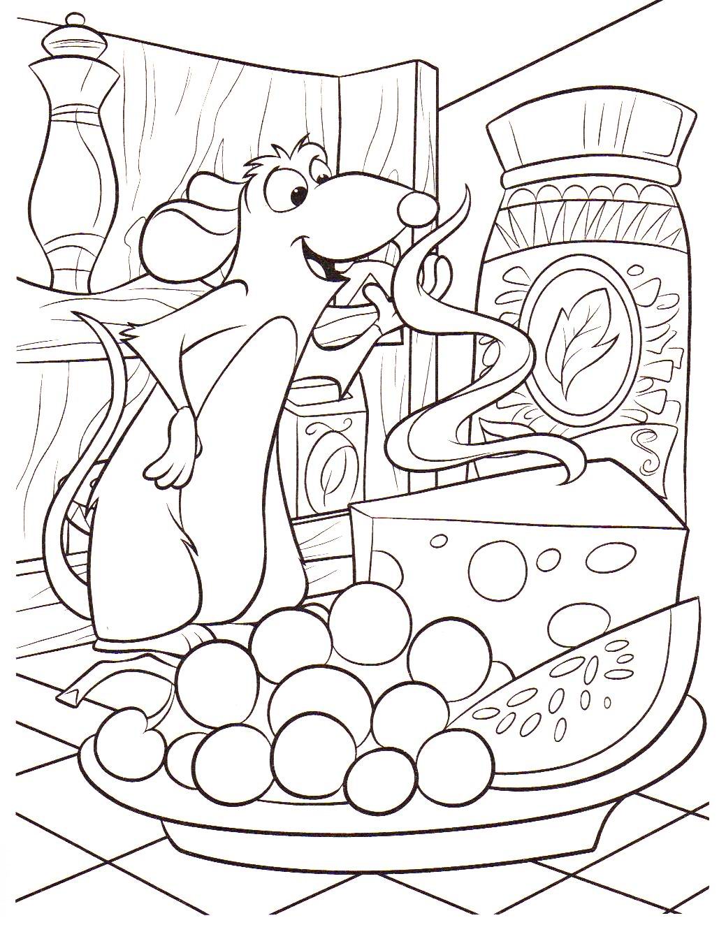 Coloriage a imprimer ratatouille remy devant un plat fumant gratuit et